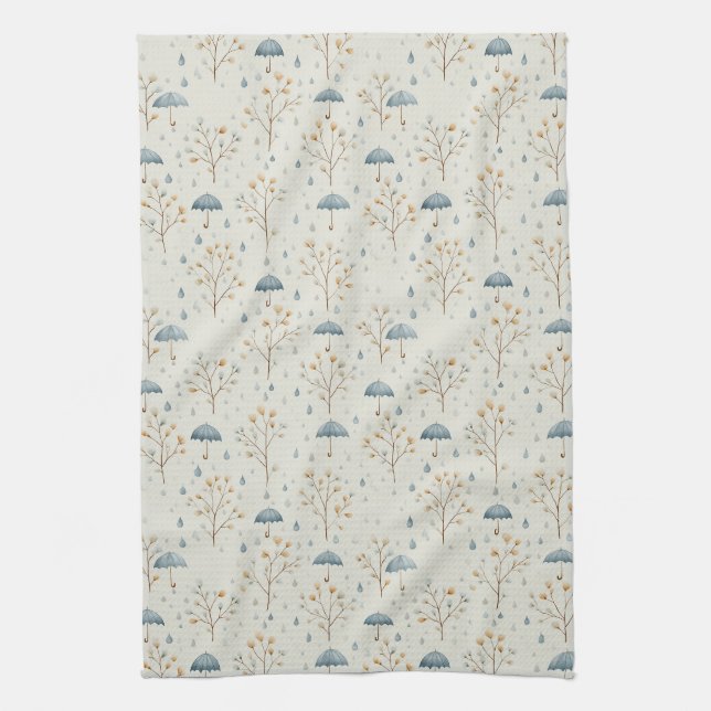 Serene Rain Garden Floral Pattern (10) Tea Towel (Vertical)