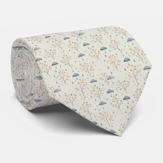 Serene Rain Garden Floral Pattern (10) Tie (Rolled)