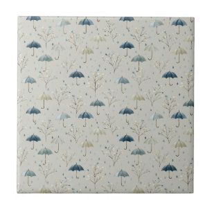 Serene Rain Garden Floral Pattern (11) Ceramic Tile