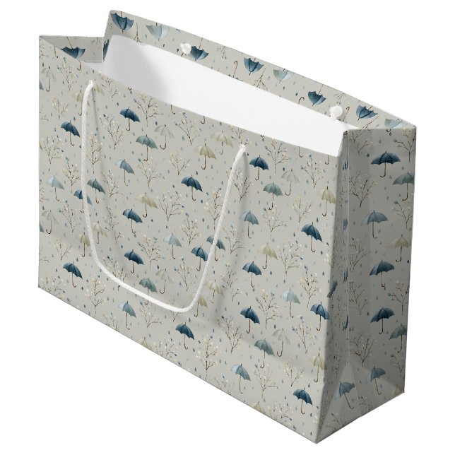 Serene Rain Garden Floral Pattern (11) Large Gift Bag (Front Angled)