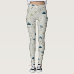 Serene Rain Garden Floral Pattern (11) Leggings