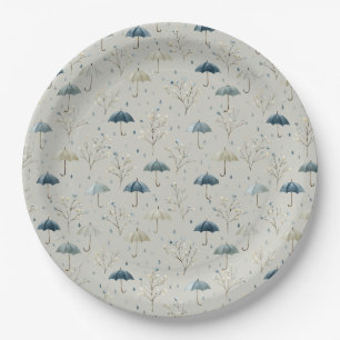 Serene Rain Garden Floral Pattern (11) Paper Plate