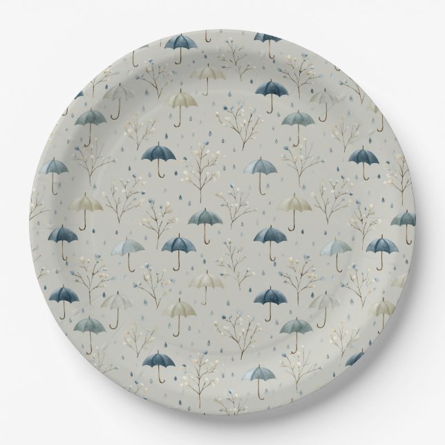 Serene Rain Garden Floral Pattern (11) Paper Plate (Front)