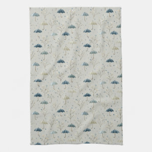 Serene Rain Garden Floral Pattern (11) Tea Towel