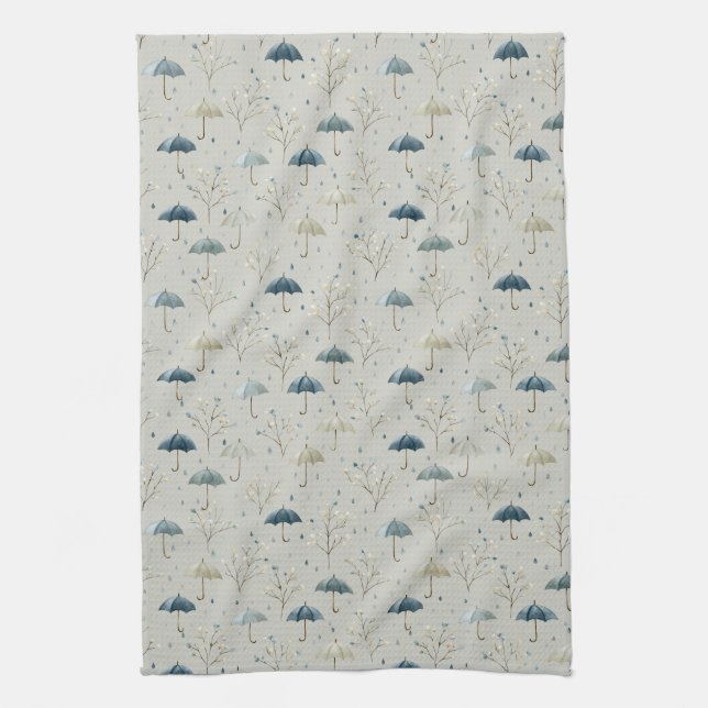Serene Rain Garden Floral Pattern (11) Tea Towel (Vertical)