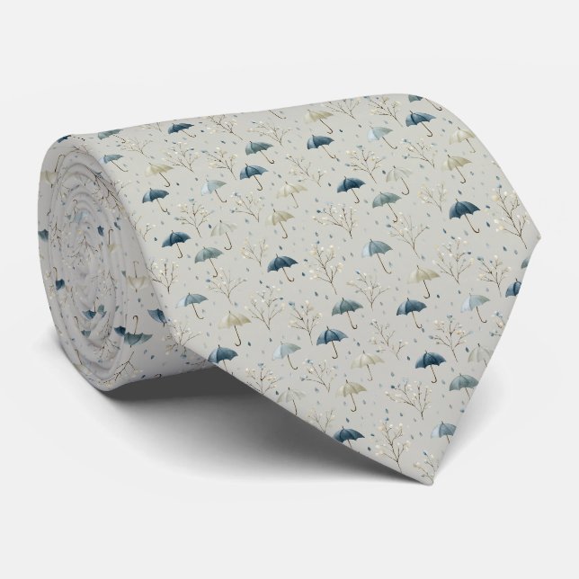 Serene Rain Garden Floral Pattern (11) Tie (Rolled)