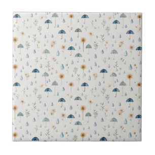 Serene Rain Garden Floral Pattern (12) Ceramic Tile