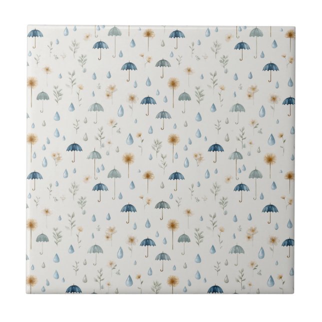 Serene Rain Garden Floral Pattern (12) Ceramic Tile (Front)