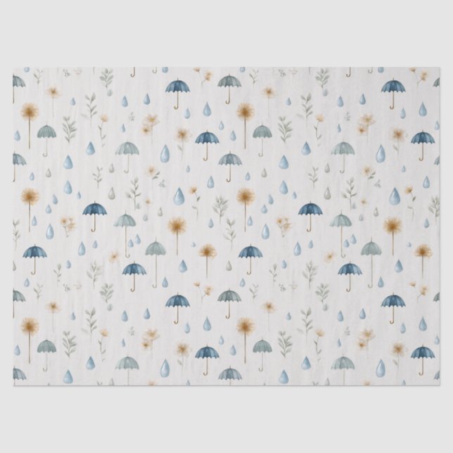 Serene Rain Garden Floral Pattern (12) Tissue Paper (Front)