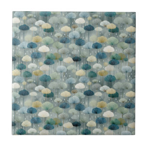 Serene Rain Garden Floral Pattern (1) Ceramic Tile