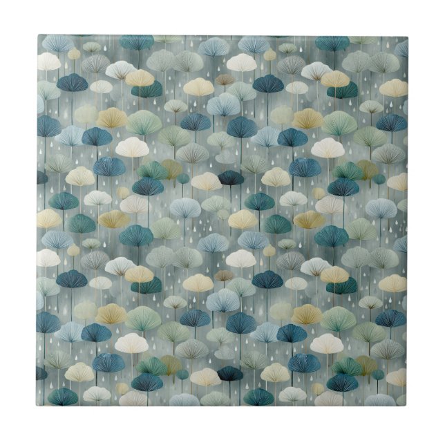 Serene Rain Garden Floral Pattern (1) Ceramic Tile (Front)