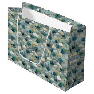 Serene Rain Garden Floral Pattern (1) Large Gift Bag