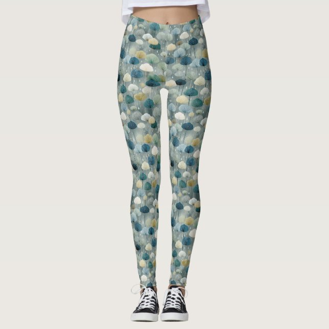Serene Rain Garden Floral Pattern (1) Leggings (Front)