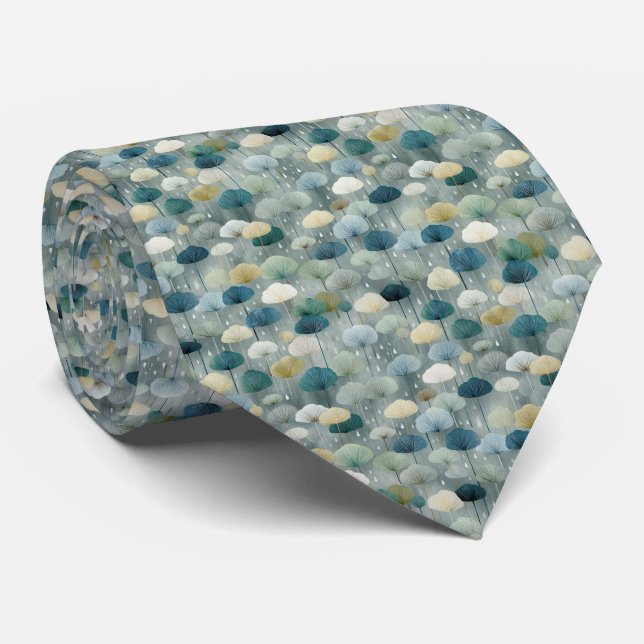 Serene Rain Garden Floral Pattern (1) Tie (Rolled)