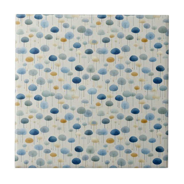Serene Rain Garden Floral Pattern (2) Ceramic Tile (Front)