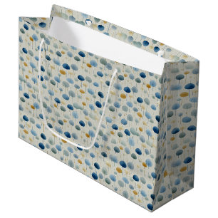 Serene Rain Garden Floral Pattern (2) Large Gift Bag