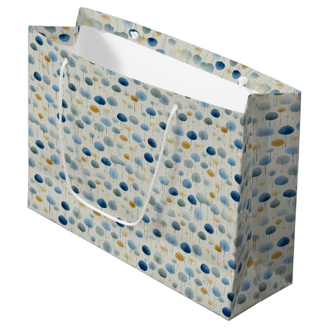 Serene Rain Garden Floral Pattern (2) Large Gift Bag (Front Angled)