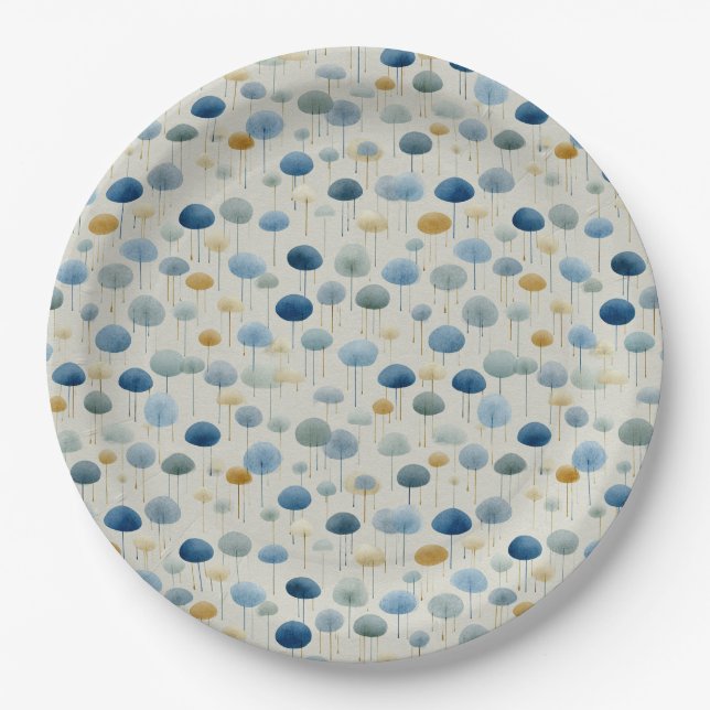 Serene Rain Garden Floral Pattern (2) Paper Plate (Front)