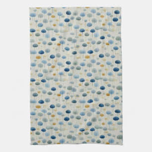 Serene Rain Garden Floral Pattern (2) Tea Towel