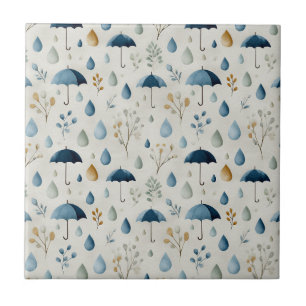 Serene Rain Garden Floral Pattern (3) Ceramic Tile