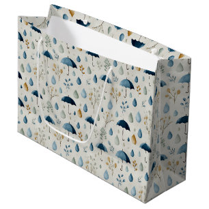 Serene Rain Garden Floral Pattern (3) Large Gift Bag