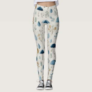 Serene Rain Garden Floral Pattern (3) Leggings