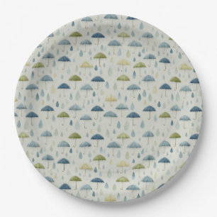 Serene Rain Garden Floral Pattern (4) Paper Plate