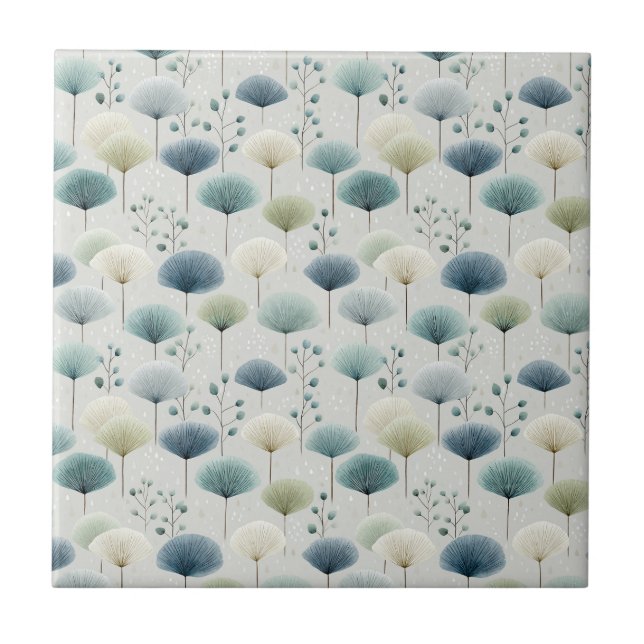 Serene Rain Garden Floral Pattern (5) Ceramic Tile (Front)