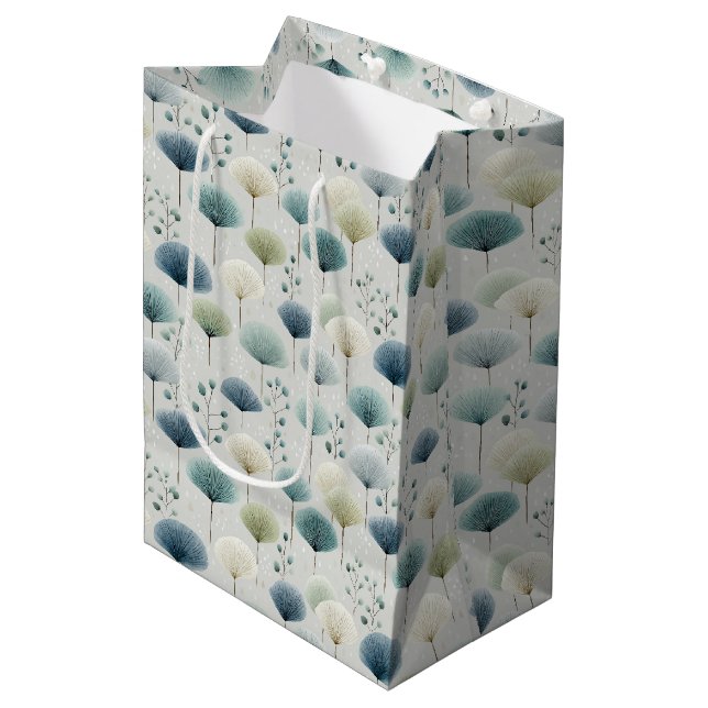 Serene Rain Garden Floral Pattern (5) Medium Gift Bag (Front Angled)