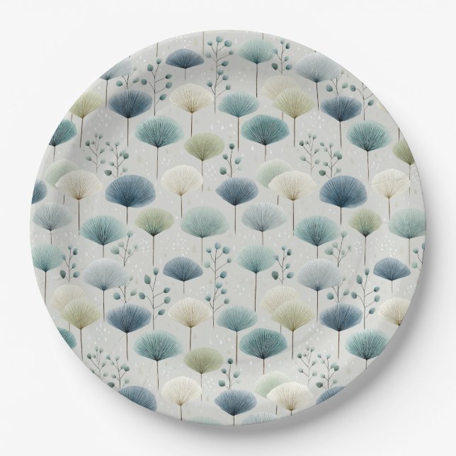 Serene Rain Garden Floral Pattern (5) Paper Plate (Front)