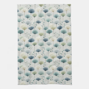 Serene Rain Garden Floral Pattern (5) Tea Towel