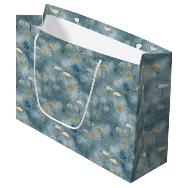 Serene Rain Garden Floral Pattern (6) Large Gift Bag (Front Angled)