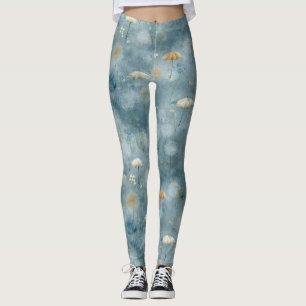 Serene Rain Garden Floral Pattern (6) Leggings