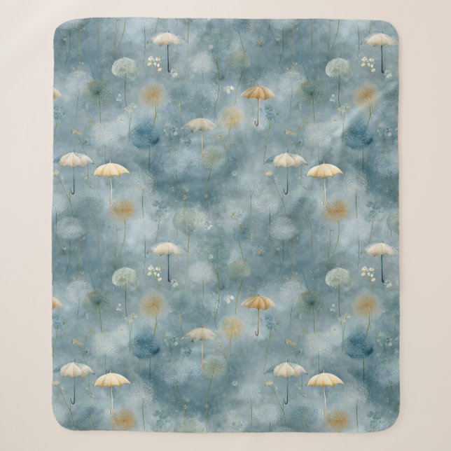 Serene Rain Garden Floral Pattern (6) Sherpa Blanket (Front)