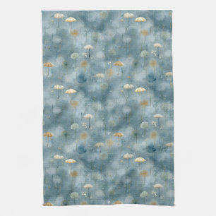 Serene Rain Garden Floral Pattern (6) Tea Towel