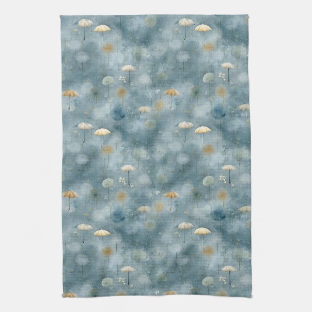 Serene Rain Garden Floral Pattern (6) Tea Towel (Vertical)