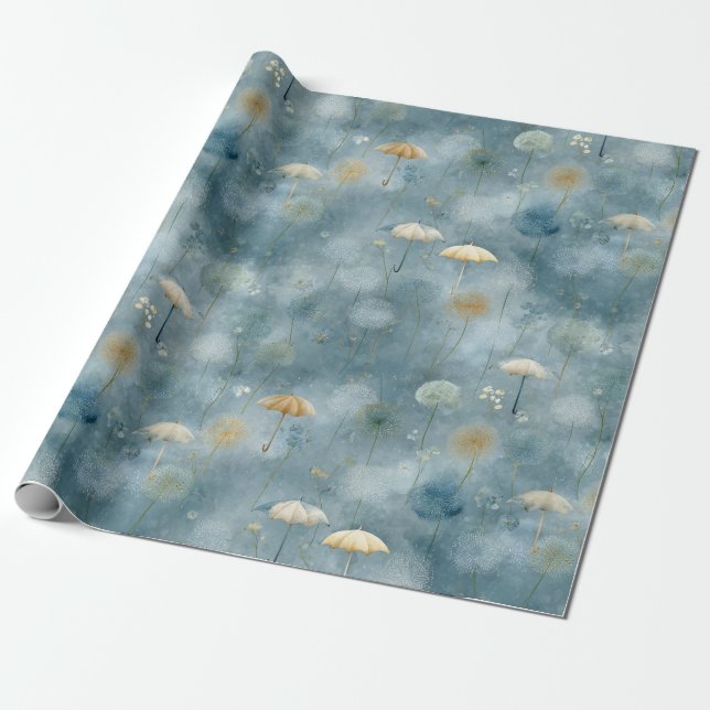 Serene Rain Garden Floral Pattern (6) Wrapping Paper (Unrolled)