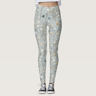Serene Rain Garden Floral Pattern (7) Leggings