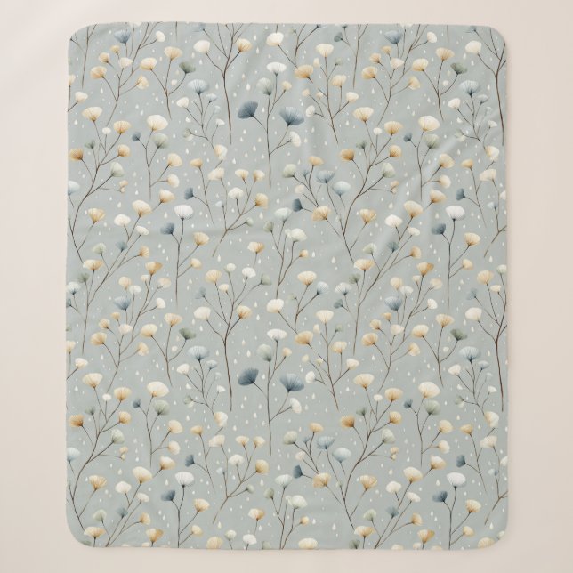 Serene Rain Garden Floral Pattern (7) Sherpa Blanket (Front)