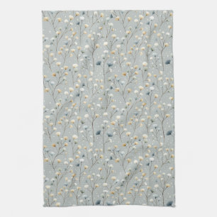 Serene Rain Garden Floral Pattern (7) Tea Towel