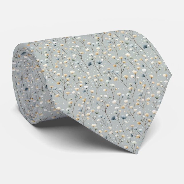 Serene Rain Garden Floral Pattern (7) Tie (Rolled)