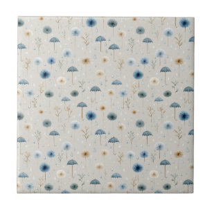 Serene Rain Garden Floral Pattern (8) Ceramic Tile