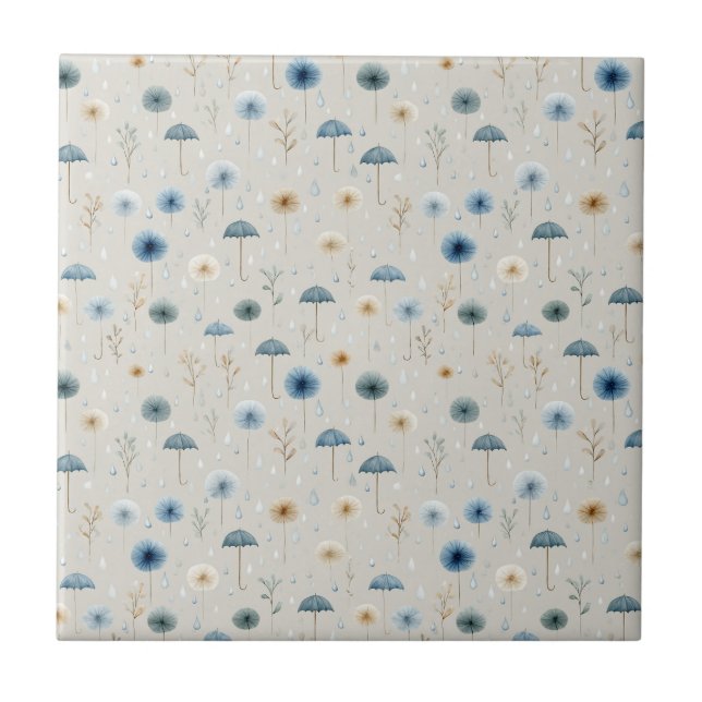 Serene Rain Garden Floral Pattern (8) Ceramic Tile (Front)