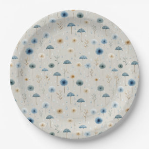Serene Rain Garden Floral Pattern (8) Paper Plate