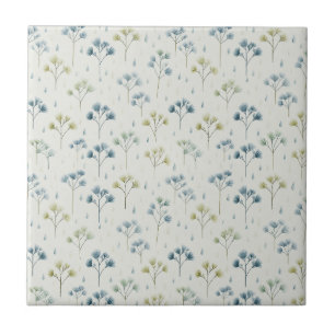 Serene Rain Garden Floral Pattern (9) Ceramic Tile