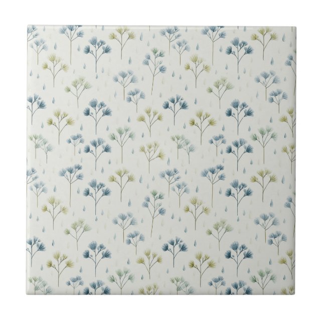 Serene Rain Garden Floral Pattern (9) Ceramic Tile (Front)