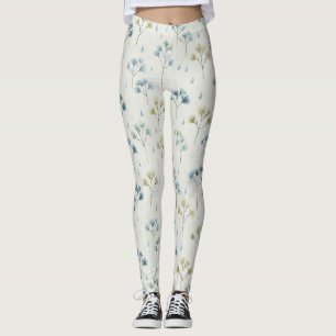 Serene Rain Garden Floral Pattern (9) Leggings