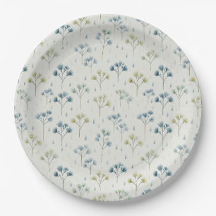 Serene Rain Garden Floral Pattern (9) Paper Plate
