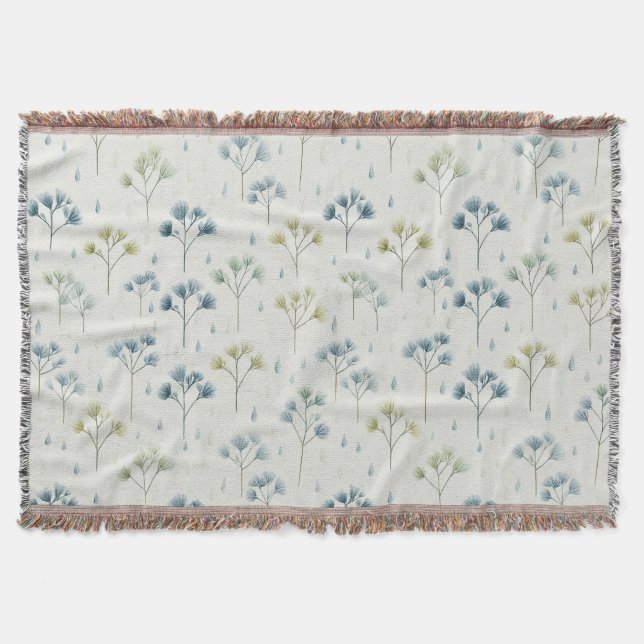 Serene Rain Garden Floral Pattern (9) Throw Blanket (Front)
