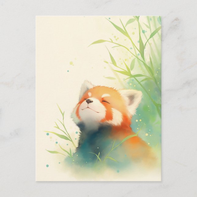 Serene Red Panda in Sunny Bamboo Forest Postcard (Front)